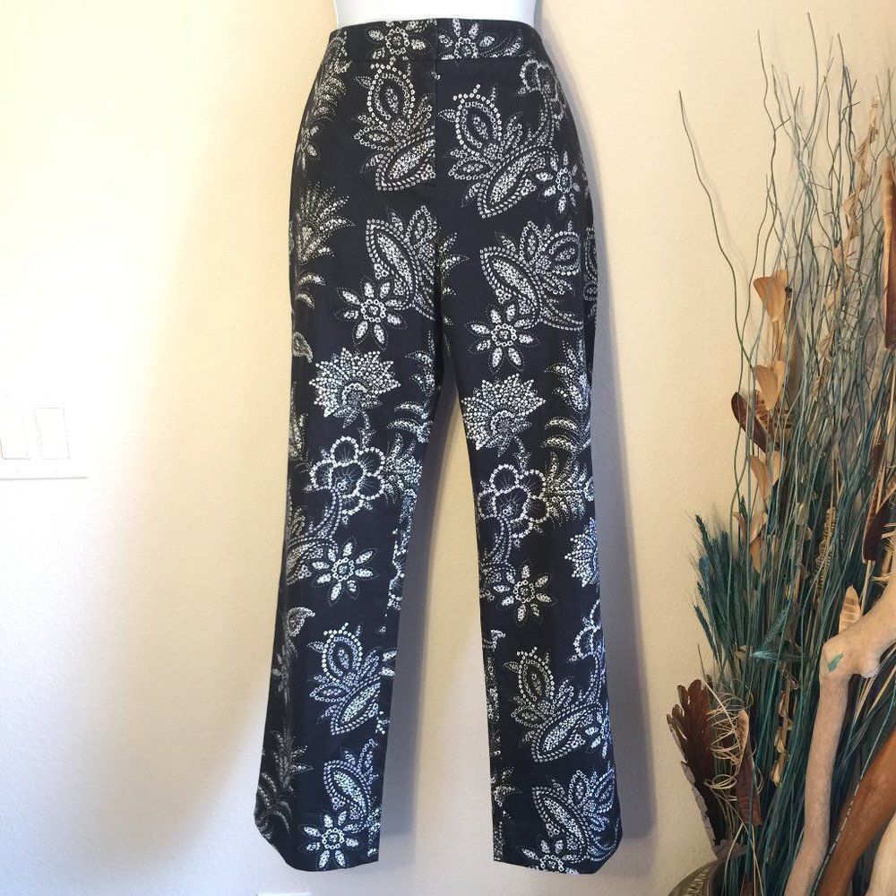 Oscar By Oscar De La Renta Floral Jacquard Pants Black White 8